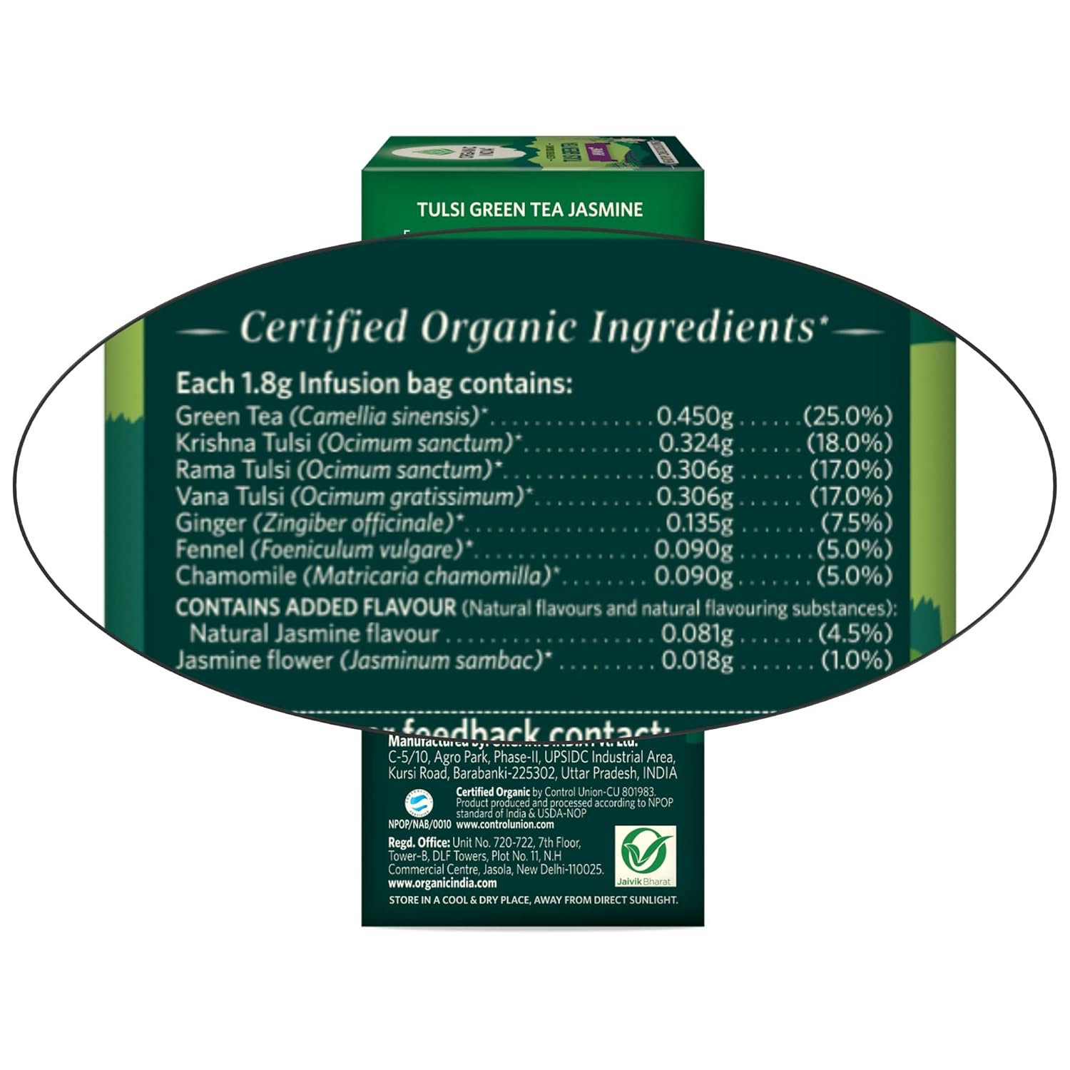 Organic India Tulsi Green Tea Jasmine 25 Tea Bags - Grab2buy