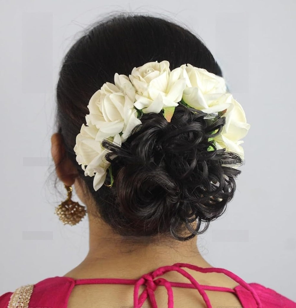 White Velvet Rose Gajra  Grab2Buy Mokshi Collections Grab2Buy