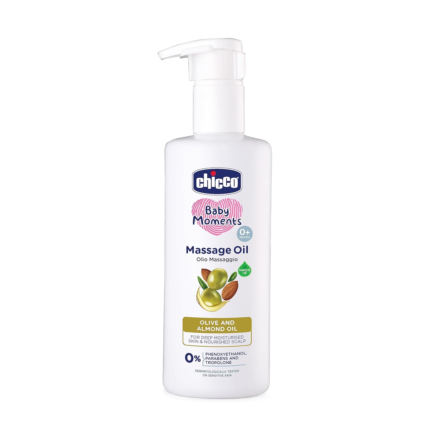 Chicco Baby Moments Massage Oil For Moisturised Skin, Nourished Hair & Scalp 