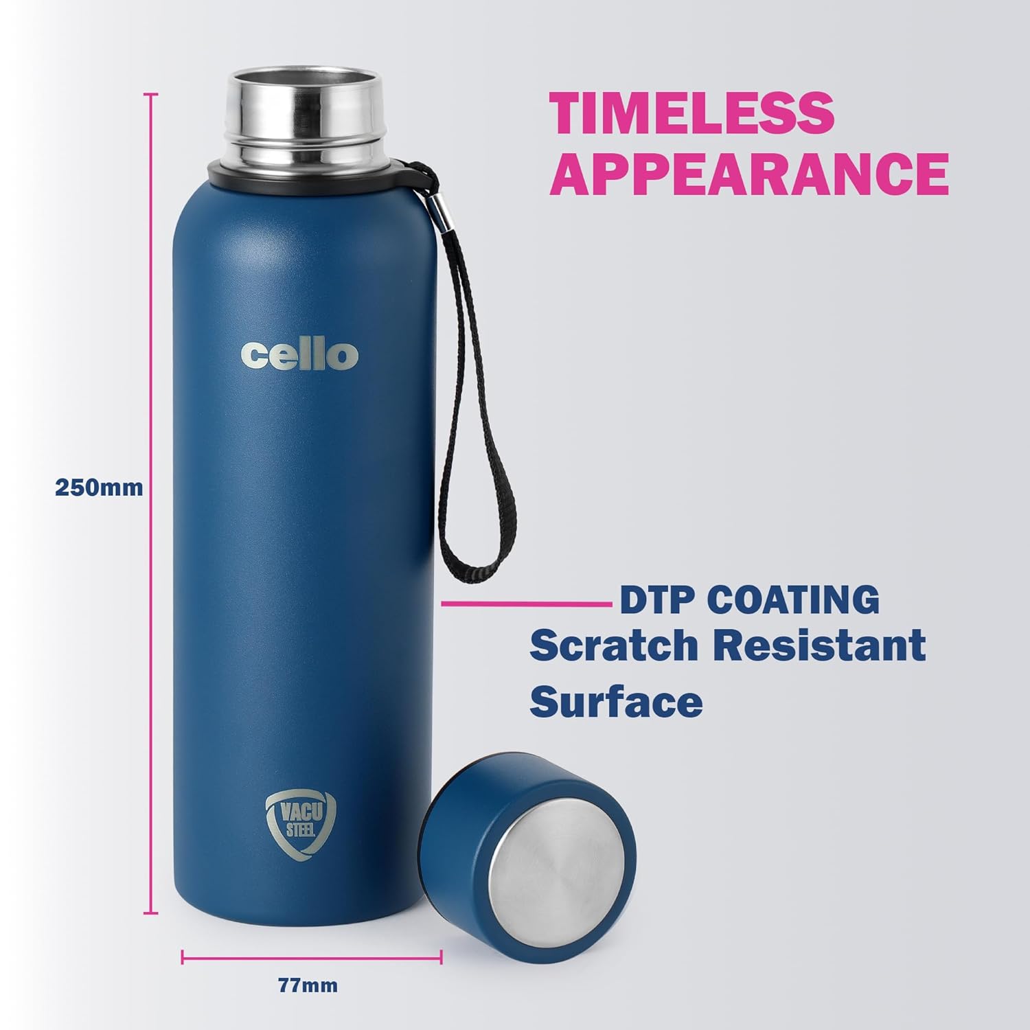 CELLO Duro Kent Insulated Stainless Steel Flask Water Bottle for Daily Use 750 ml, Dark Blue
