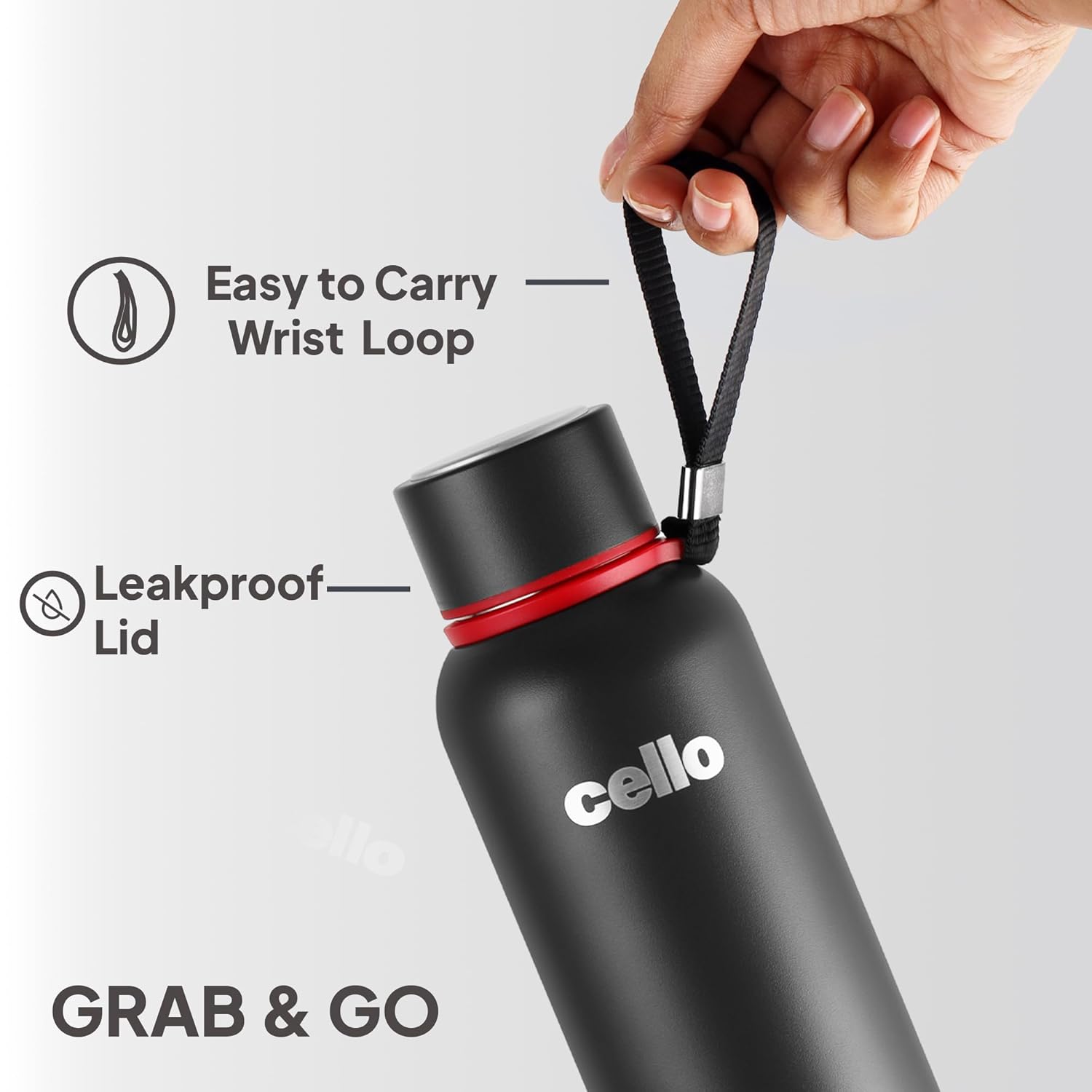 CELLO Duro Kent Insulated Stainless Steel Flask Water Bottle for Daily Use 900 ml, Black