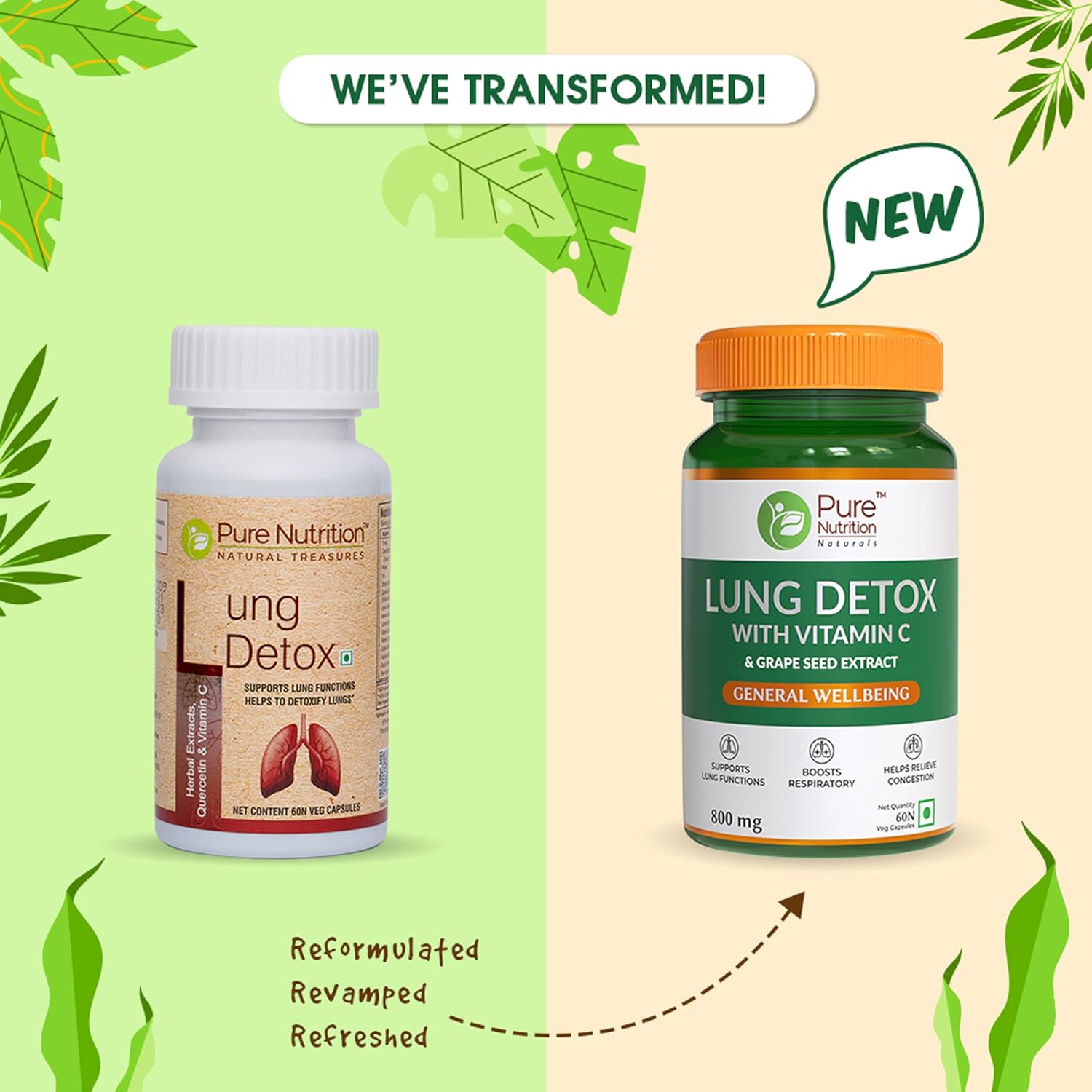 Pure Nutrition Lung Detox with Vitamin C & Grape Seed Extract Veg Capsules 