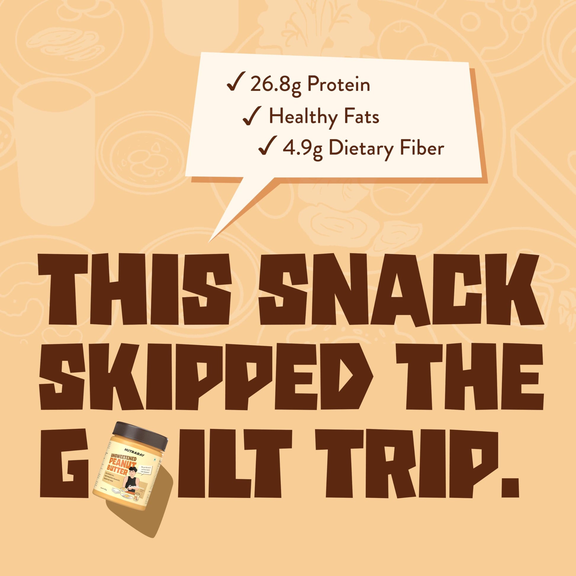 Nutrabay Unsweetened Peanut Butter (Crunchy)