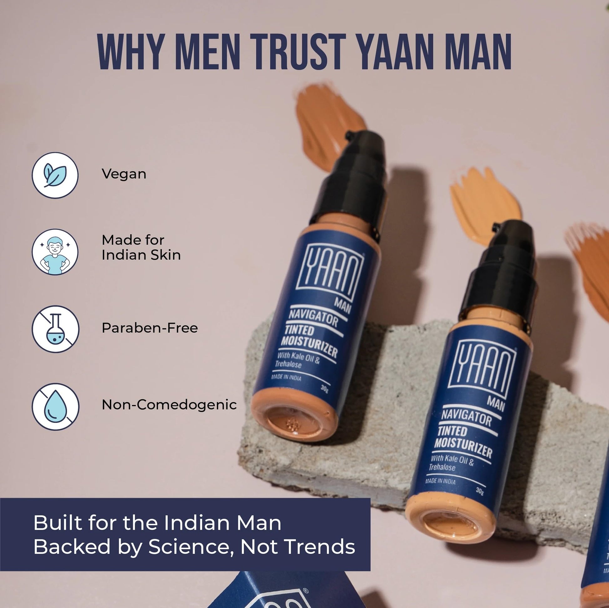 Yaan Man Tinted Navigator Moisturizer for Men With Kale Oil & Trehalose  Grab2Buy YAAN MAN Grab2Buy