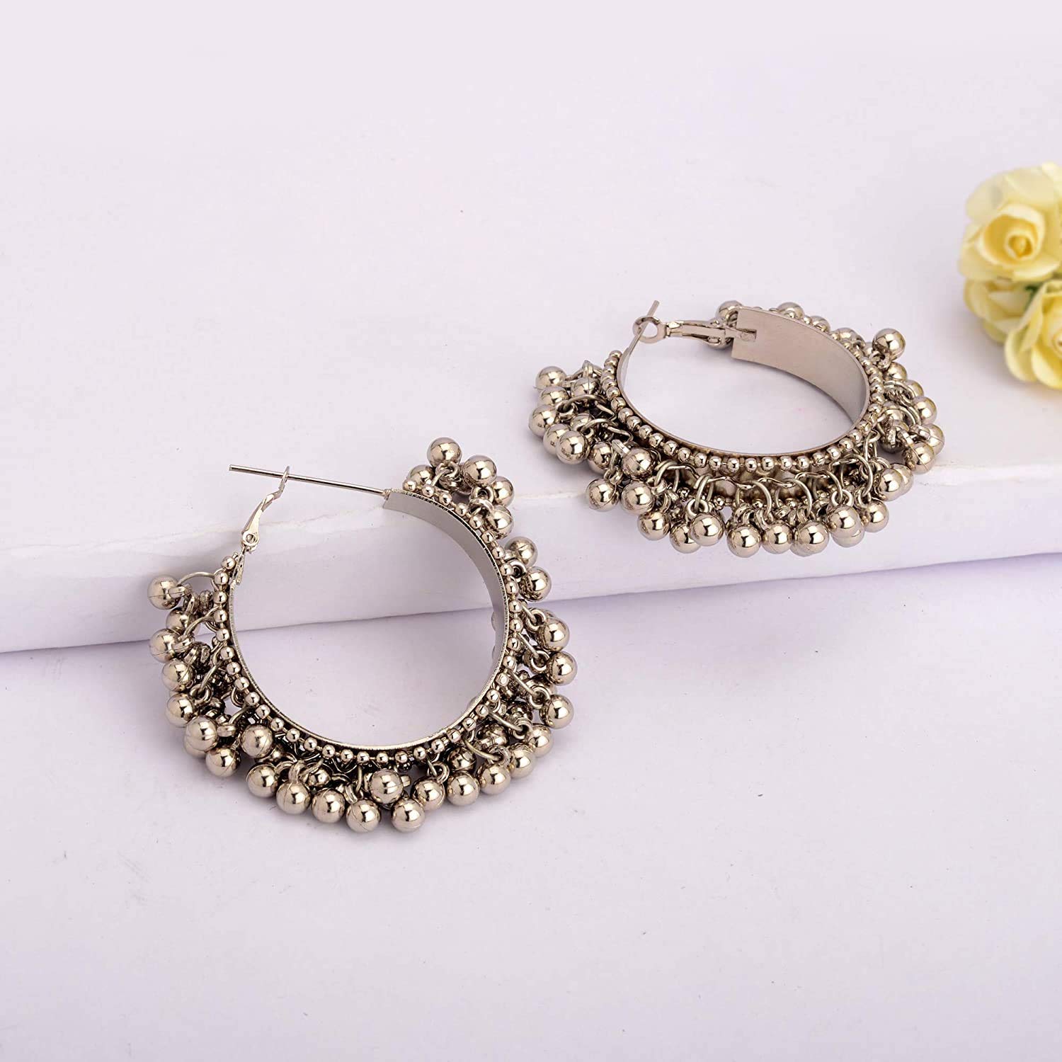 Silver-Plated Alloy Silver Hoop Earrings - The Pari - Grab2buy