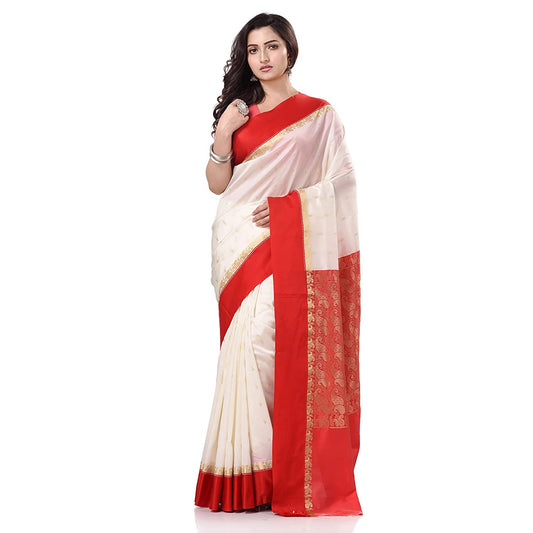 Desh Bidesh Women's Bengal Art Garad Silk Saree Handmade Kalka With Wholebody Design Saree - Grab2buy