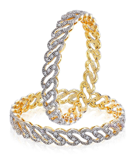 Gold-Plated Alloy Chand Tara American Diamond Studded Bangle Set - The Pari - Grab2buy
