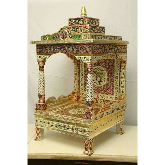 Silver Coated Multi Color Pooja Mandir / Pooja Mandiram Multi Color - Grab2buy