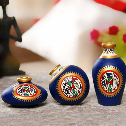 Hand-Painted Home Decorative Miniature Small Pots Set ( Set of 3 Mini Pots) - Grab2buy
