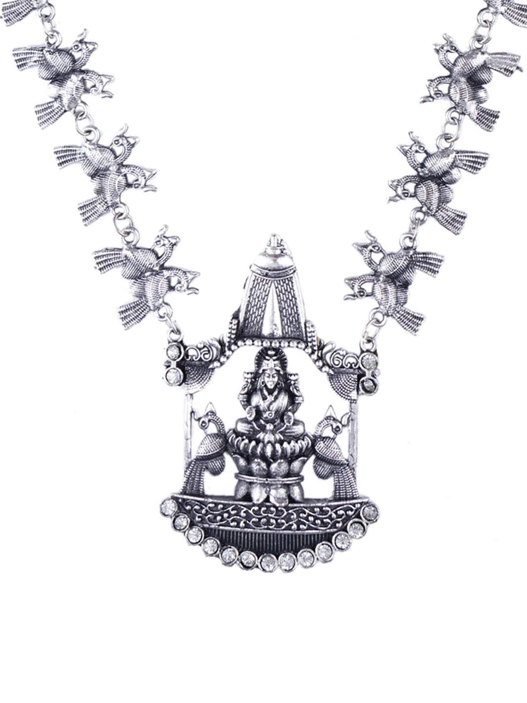 Cardinal Silver-Toned Oxidised Long Jewellery Set Jewellery Set - Grab2buy