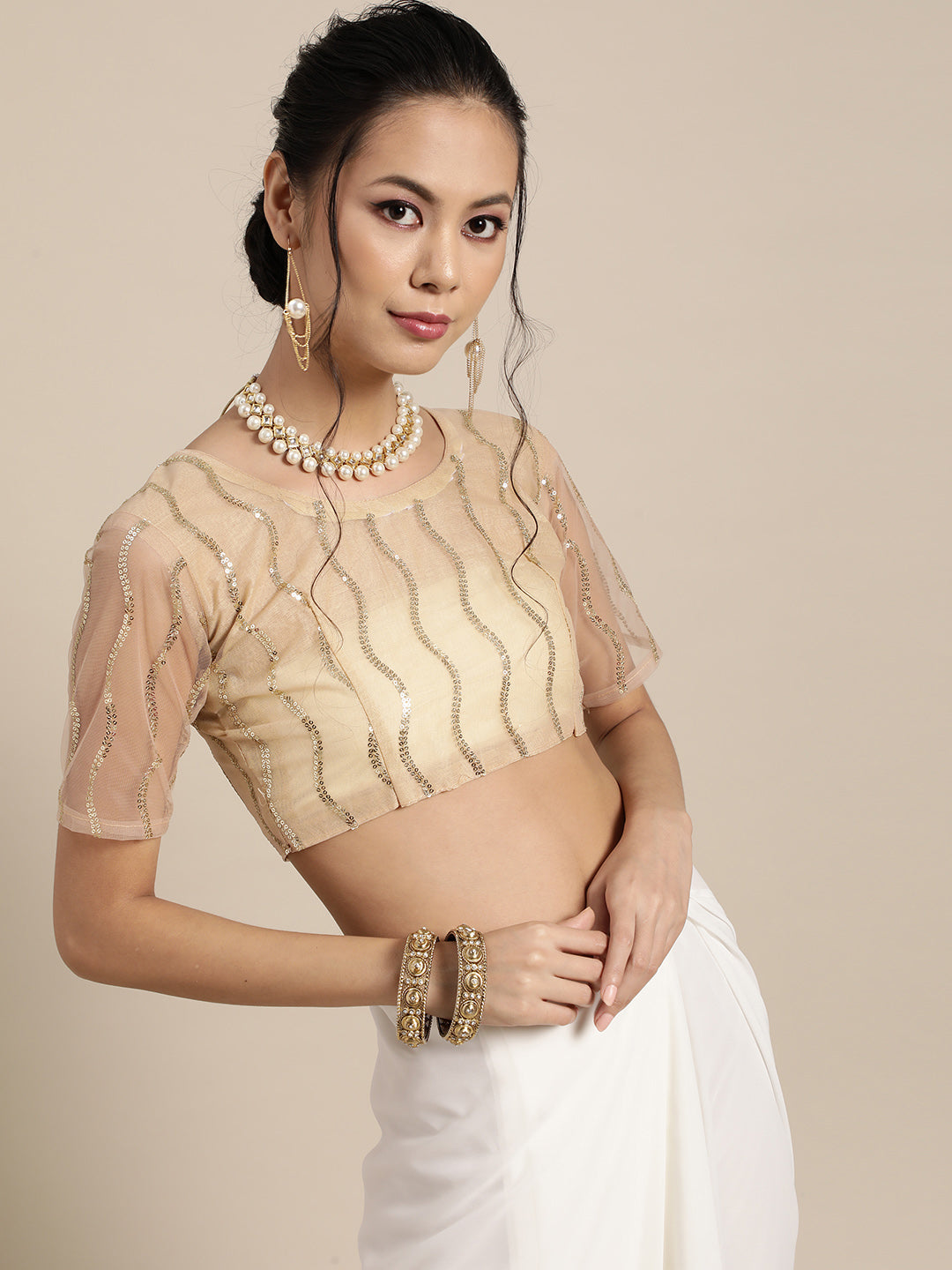 Saree Mall White & Golden Floral Muga Saree