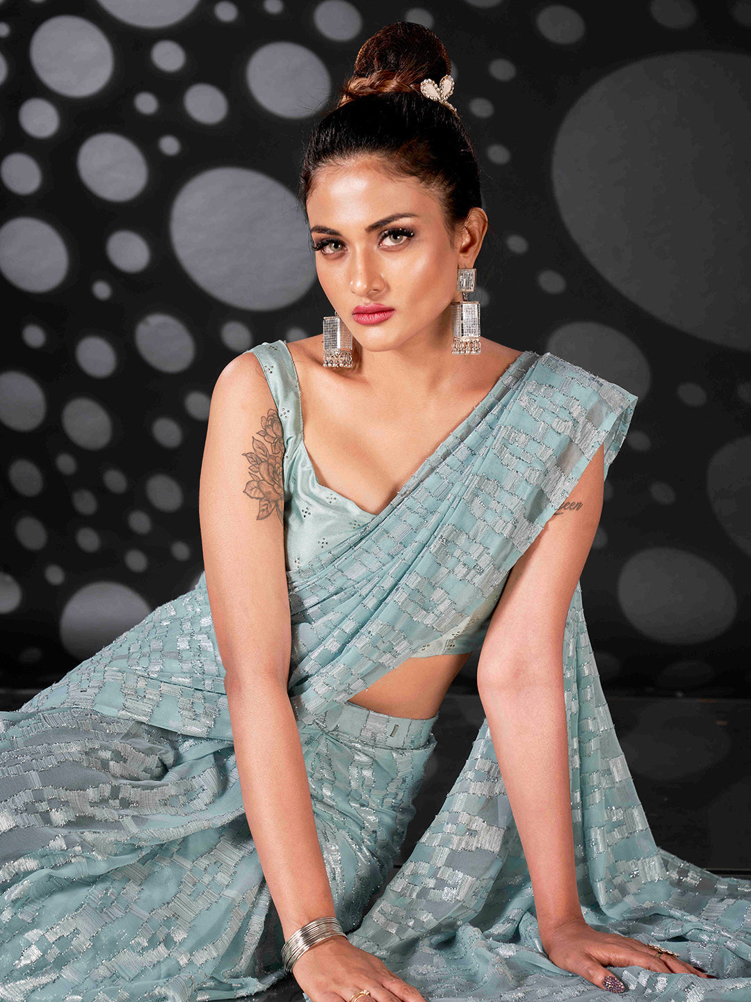 Tikhi Imli Blue Woven Design Ready to Wear Grab2Buy 