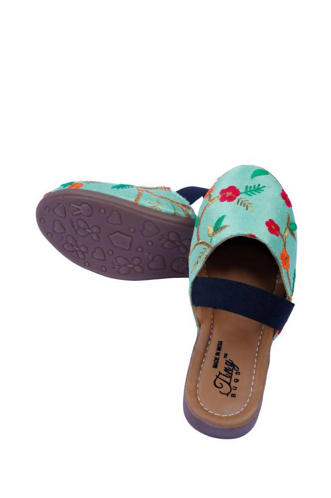 Tiny Bugs Girls Embroidered Strap Ethnic Jutis-Green  Grab2Buy Tiny Bugs Grab2Buy
