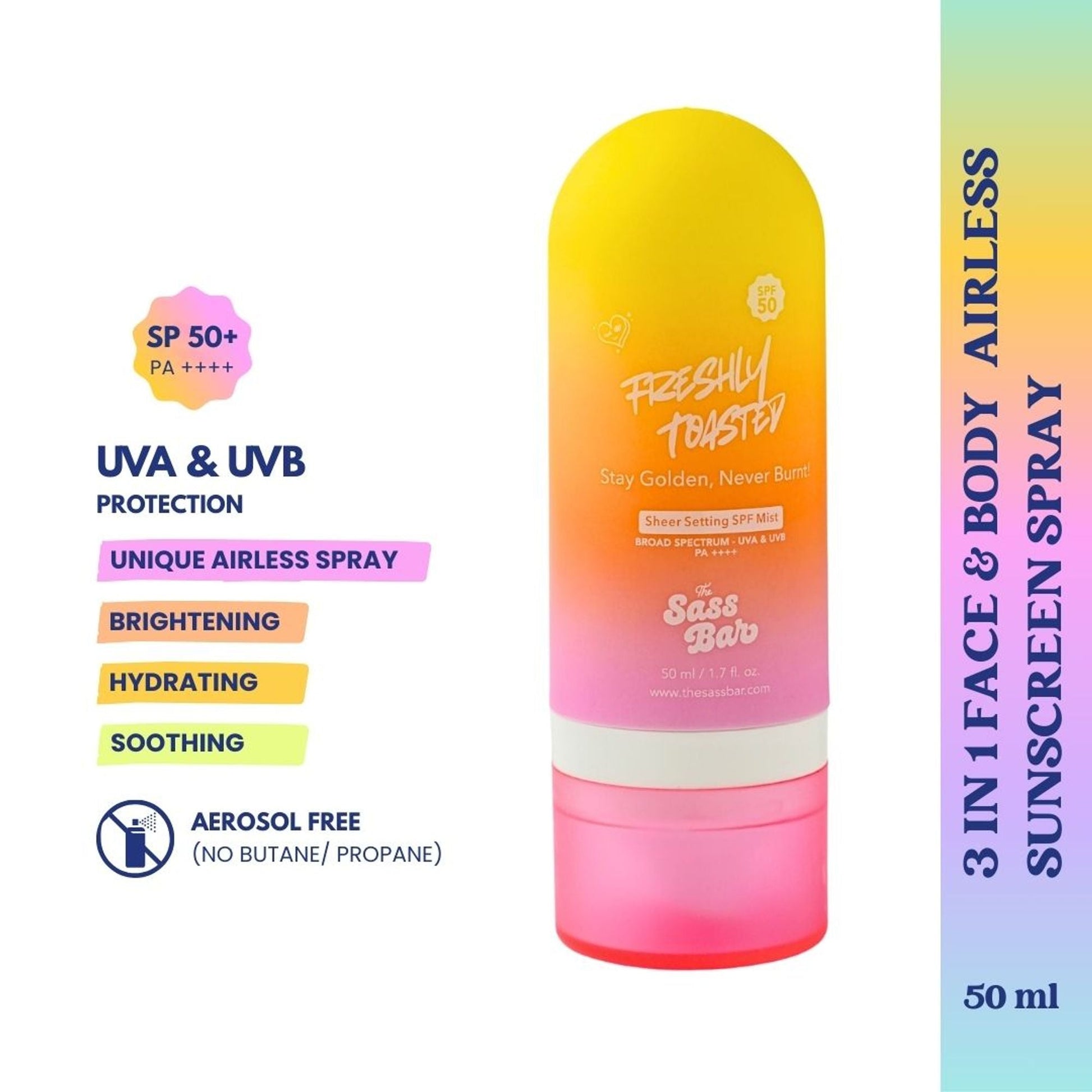 The Sass Bar Freshly Toasted Sheer Setting SPF Face & Body Mist  Grab2Buy The Sass Bar Grab2Buy