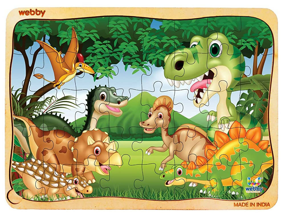Webby Dinosaurs in Jungle Wooden Jigsaw Puzzle-40 Pcs  Grab2Buy Webby Grab2Buy