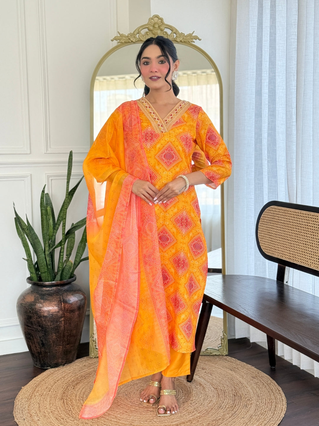 The52 Women's Beautiful Rayon Embroidery work Straight Kurta with Pant and Dupatta Set 