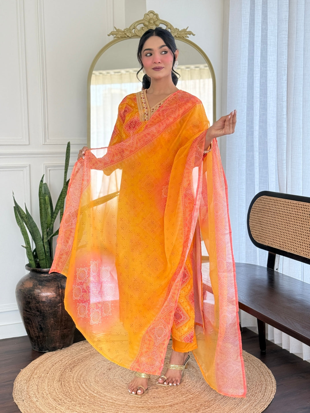 The52 Women's Beautiful Rayon Embroidery work Straight Kurta with Pant and Dupatta Set 