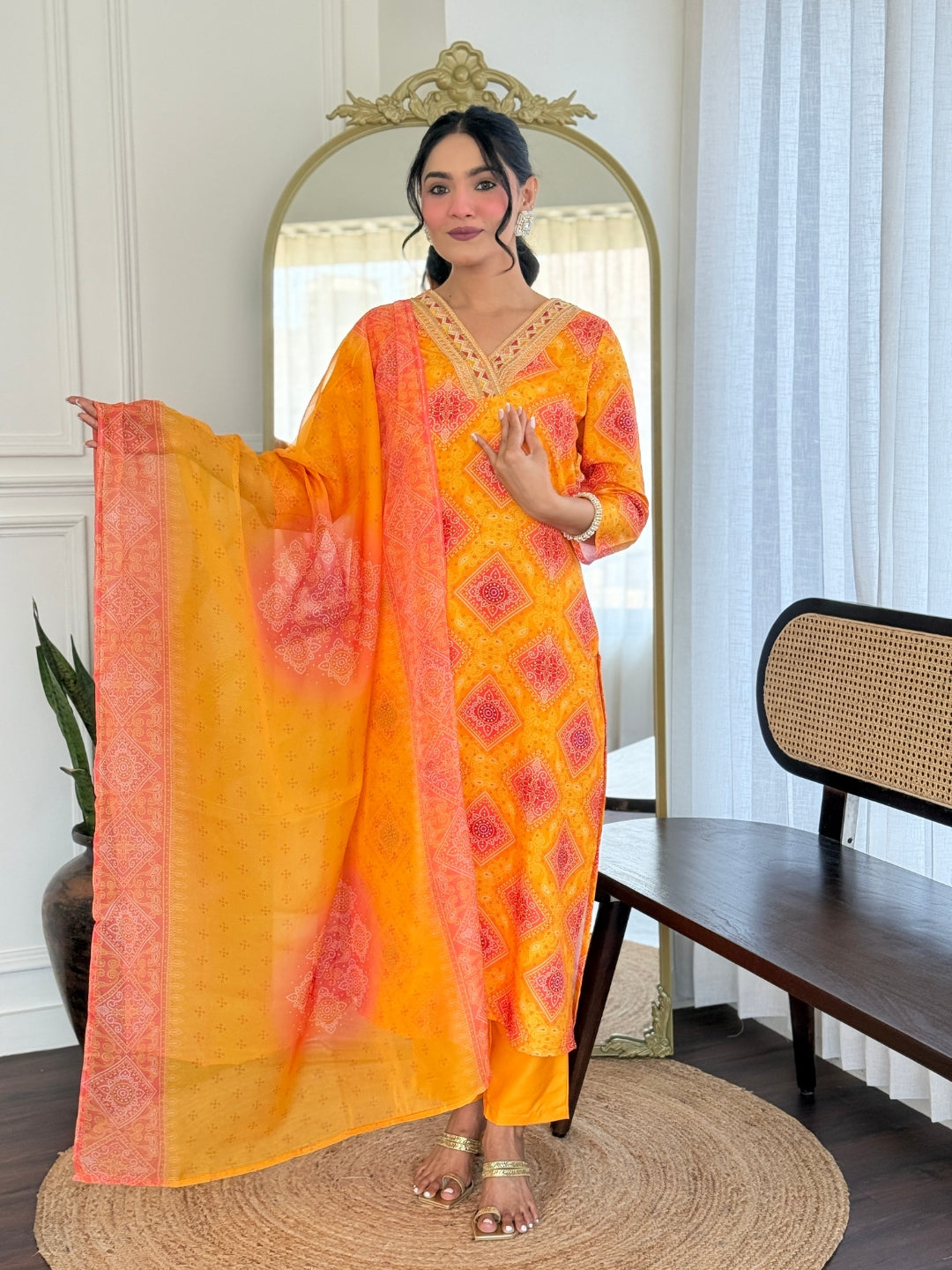 The52 Women's Beautiful Rayon Embroidery work Straight Kurta with Pant and Dupatta Set 