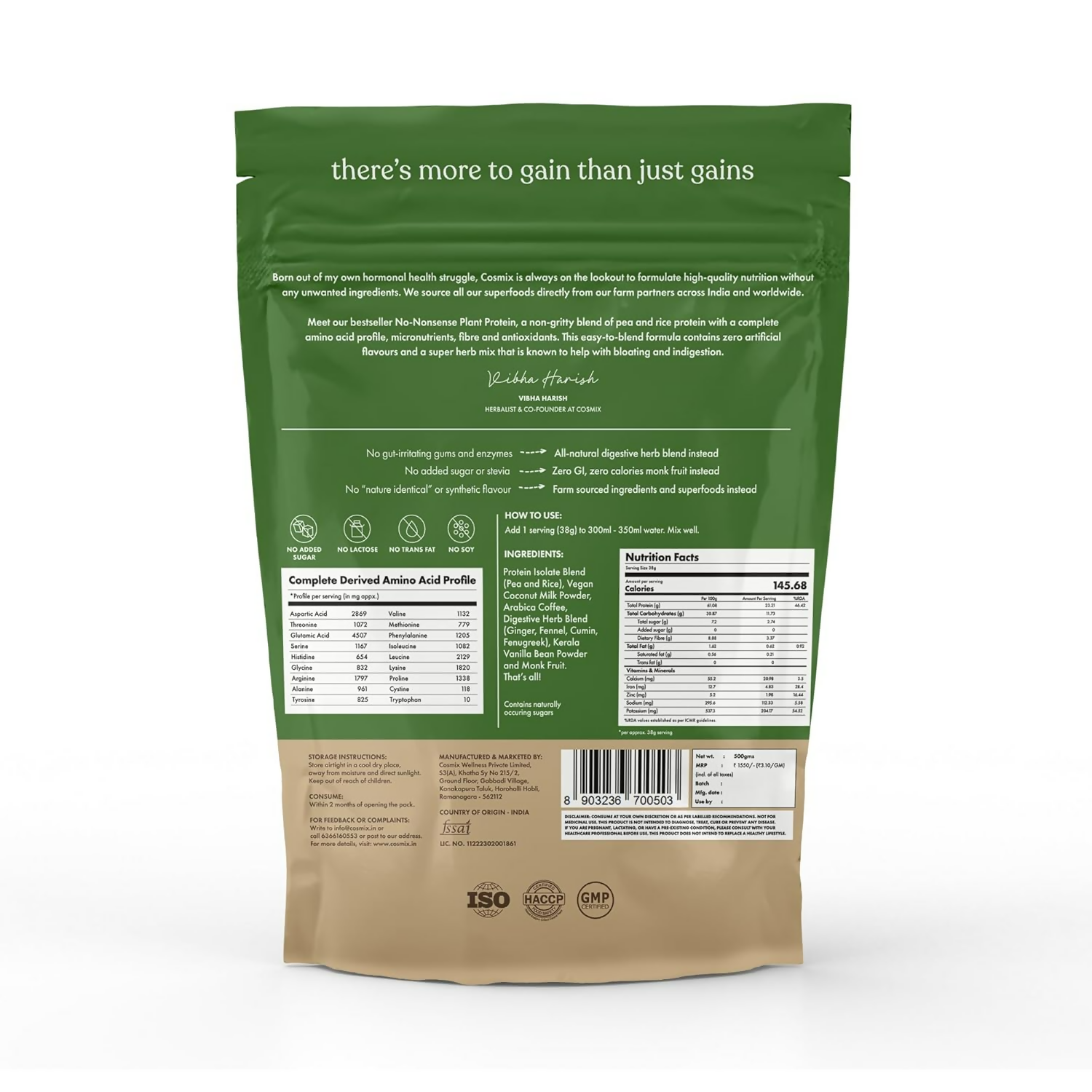 Cosmix No Nonsense Plant Protein Coconut peppermint  Grab2Buy Cosmix Grab2Buy
