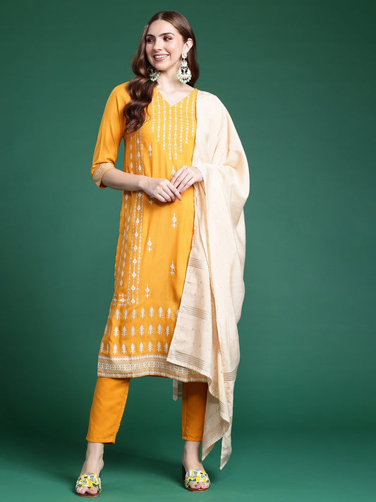 Sangria Printed Kurta with Trousers & Dupatta - Grab2buy