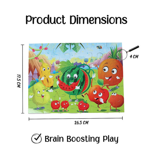 Advit Toys Fruit Jigsaw Puzzles for Kids for Ages 2-5 Puzzle | Preschool Fruit Learning Puzzle for Kids (24 Pieces + Fun Fact Book)