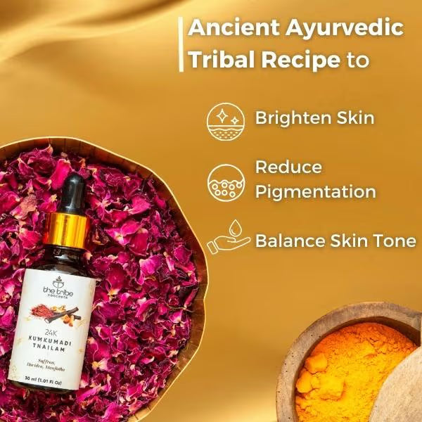 The Tribe Concepts 24k Kumkumadi Thailam - Skin Brightening Oil - Distacart