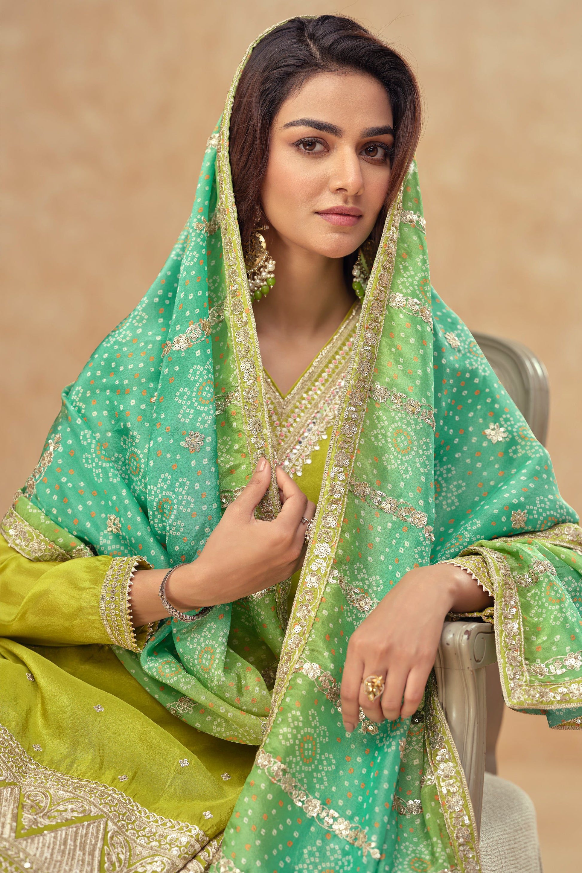 Evanik Party Wear Cosmos Silk With Sequins Embroidered Work Palazzo Set