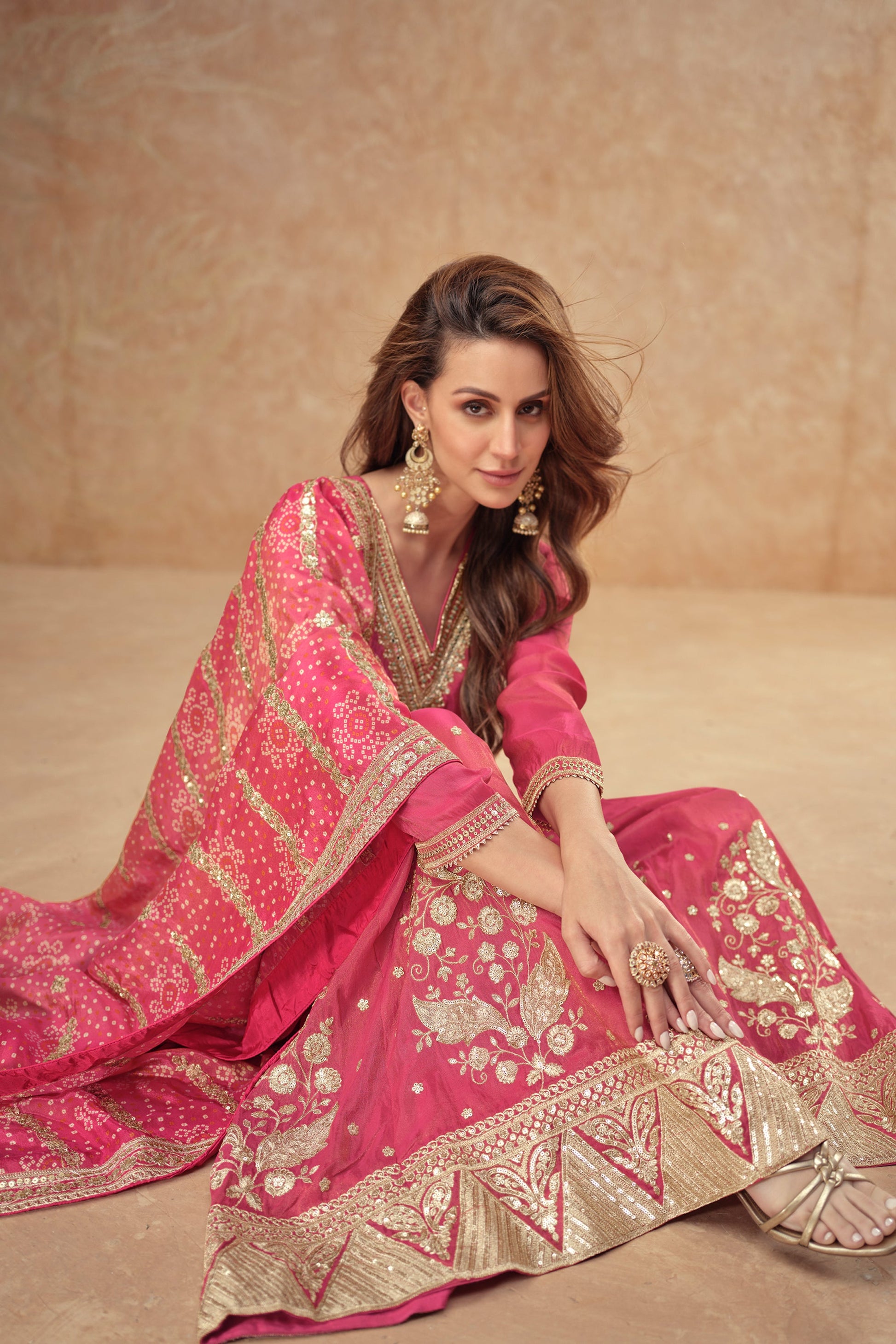 Evanik Party Wear Cosmos Silk With Sequins Embroidered Work Palazzo Set