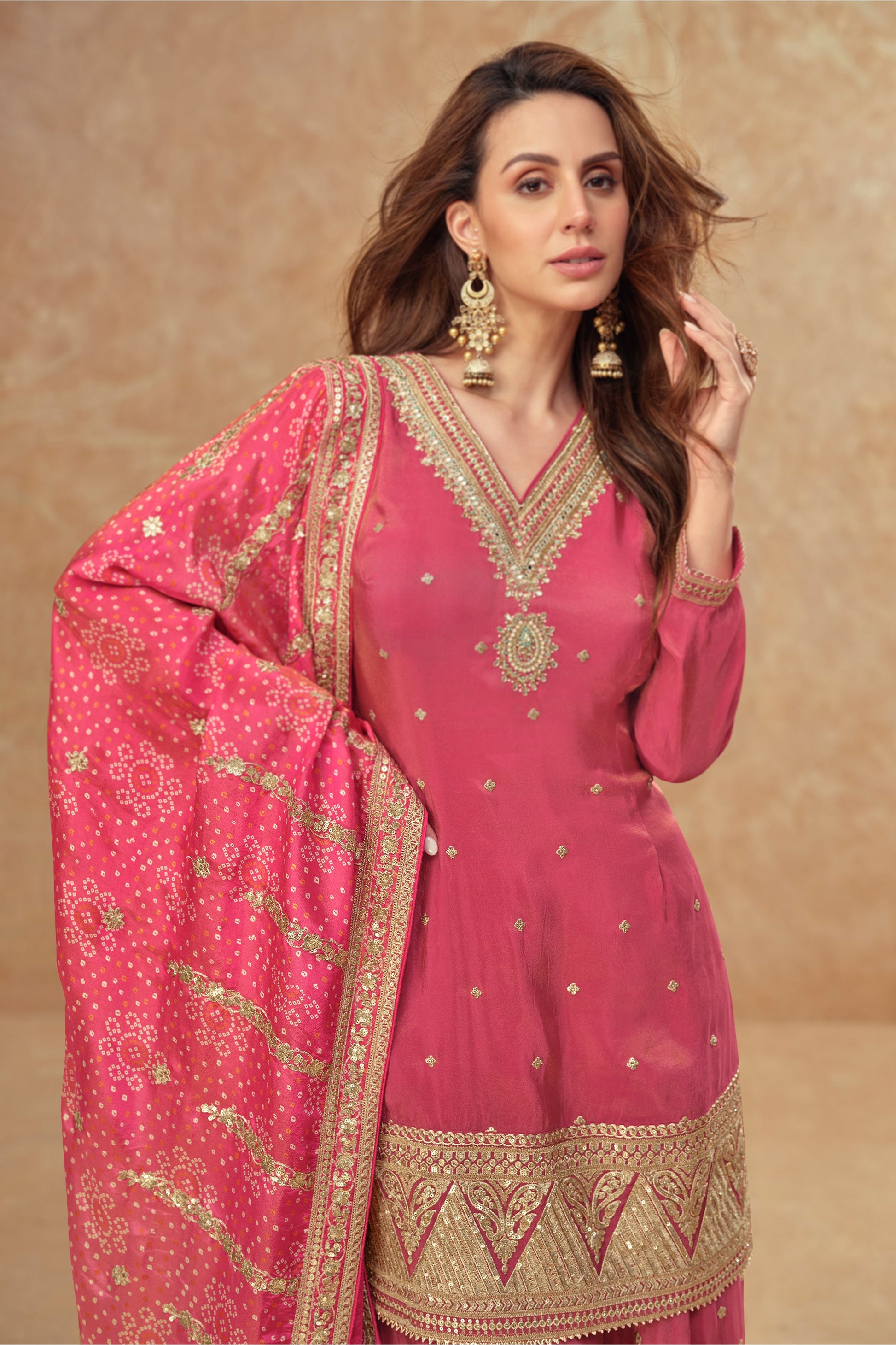 Evanik Party Wear Cosmos Silk With Sequins Embroidered Work Palazzo Set