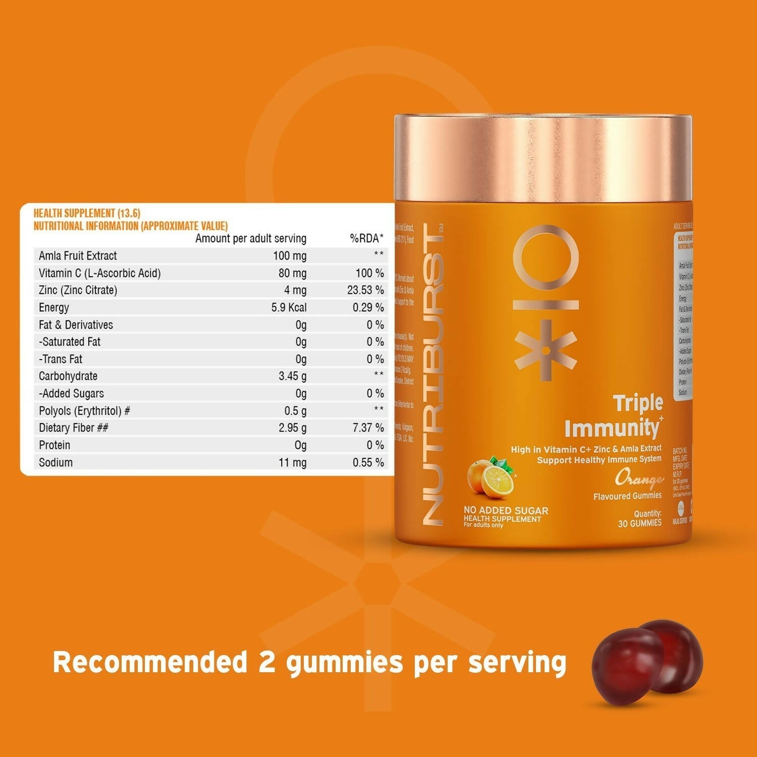 Nutriburst Triple Immunity Gummies With Vitamin C, Zinc & Amla 