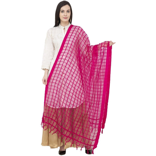 A R SILK Cotton Square Regular Rani Color Dupatta or Chunni 