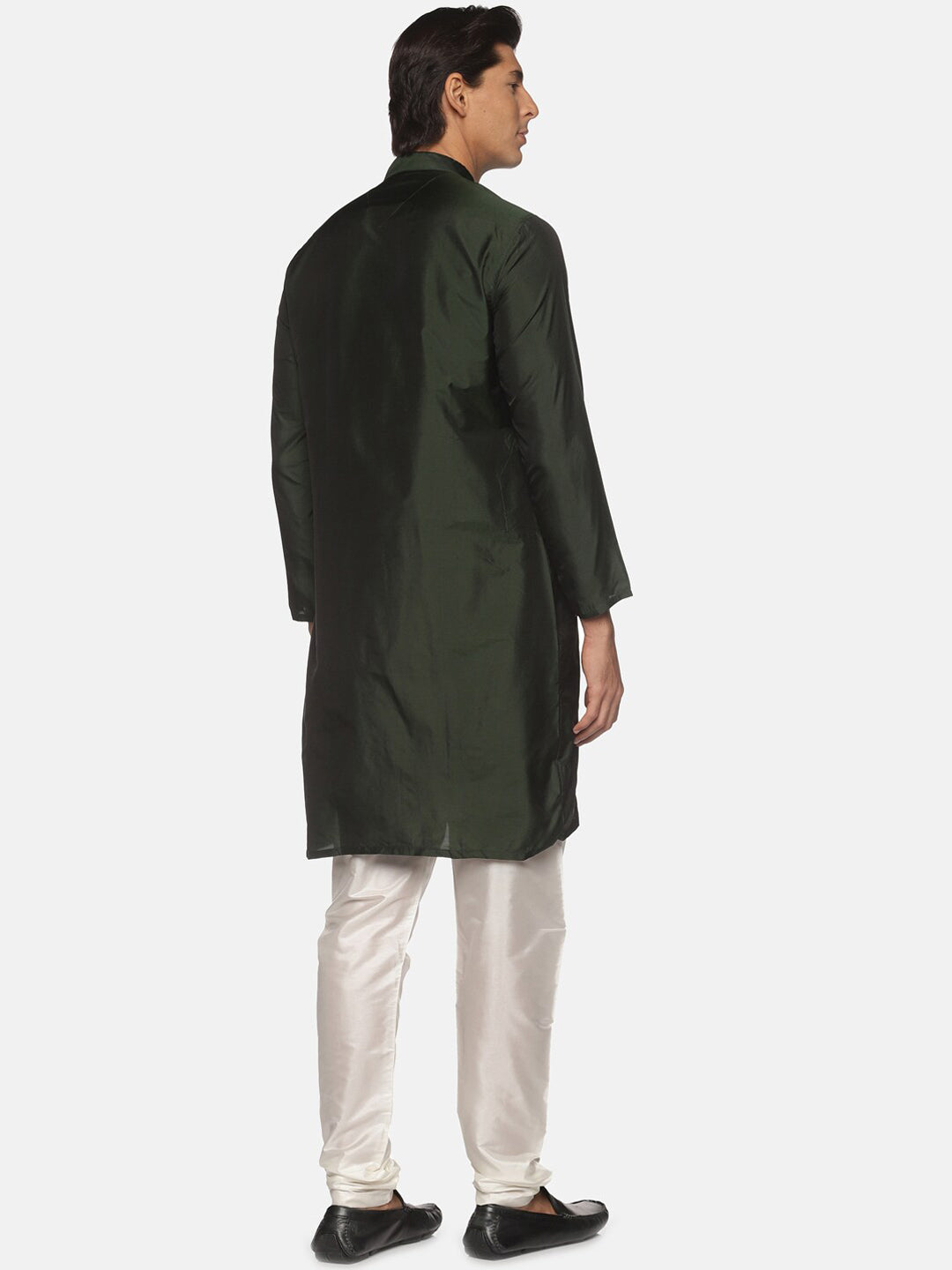 Sethukrishna Men Green Pleated Kurta with Churidar