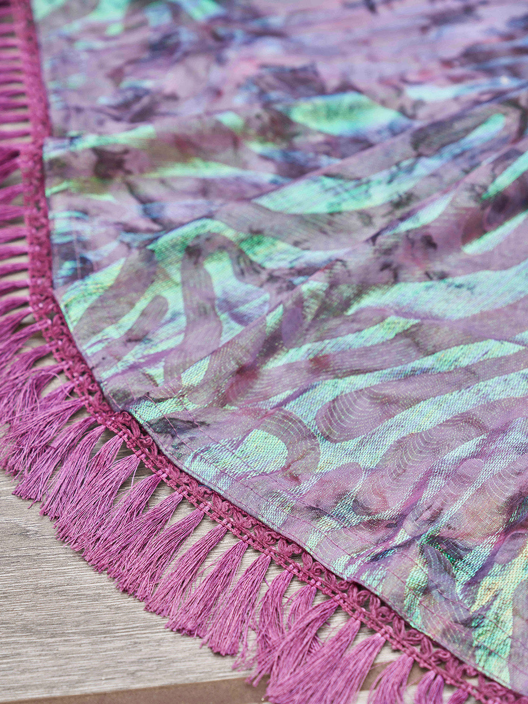 Tikhi Imli Mauve Abstract Printed Satin Half and Half Grab2Buy 