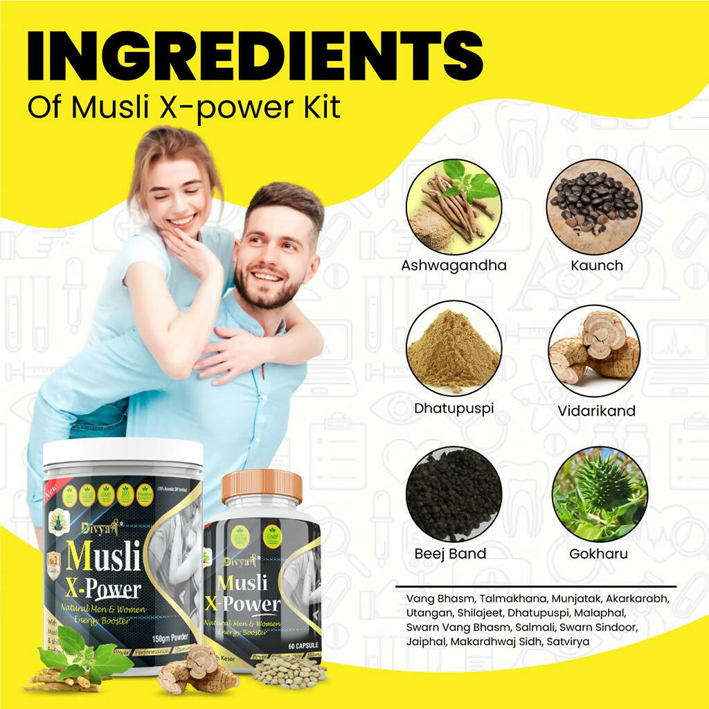 Divya Shree Musli X-Power Capsule, Powder Combo 
