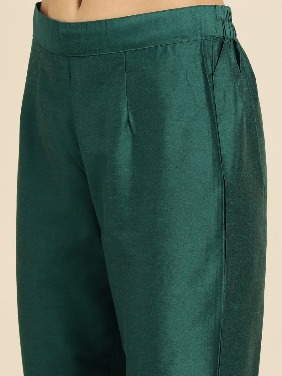 All About You Women Teal Green Ethnic Motifs Kurta with Trousers