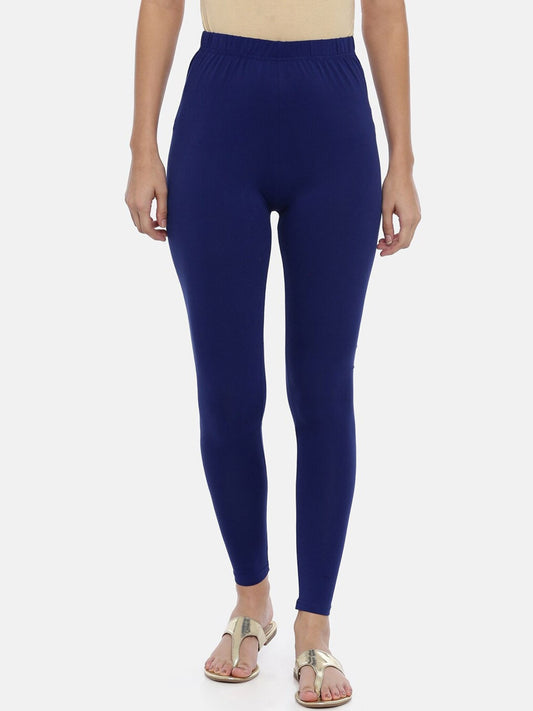 Souchii Women Navy Blue Solid Slim-Fit Ankle-Length Leggings 