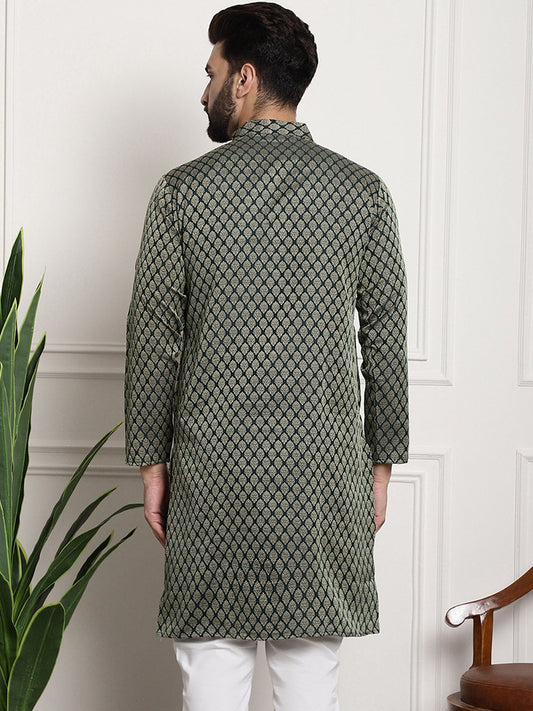 Sojanya Band Collar Ethnic Motifs Woven Design Kurta 