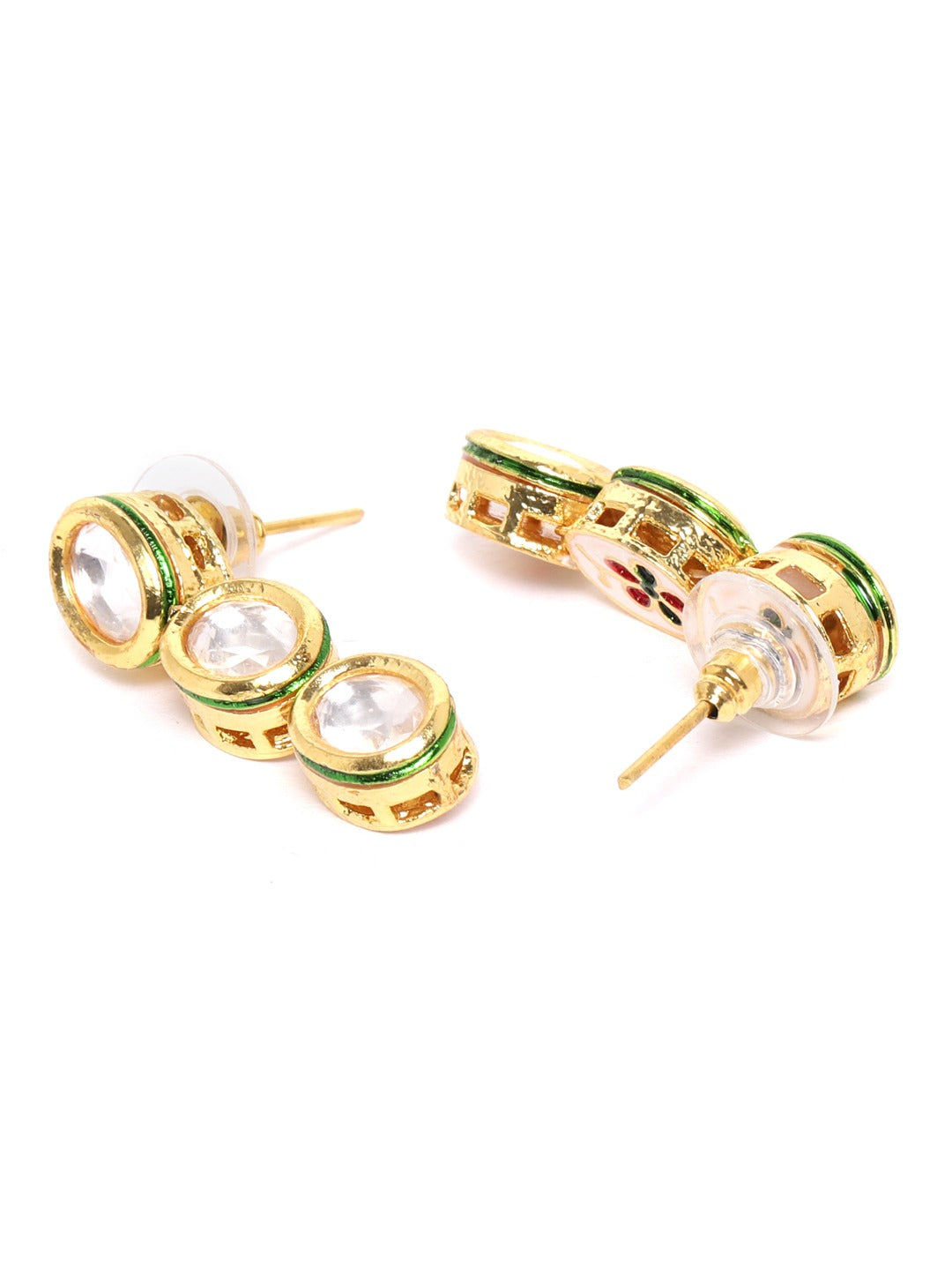 Gold-Plated Alloy Single Line Kundan Necklace Set - The Pari - Grab2buy