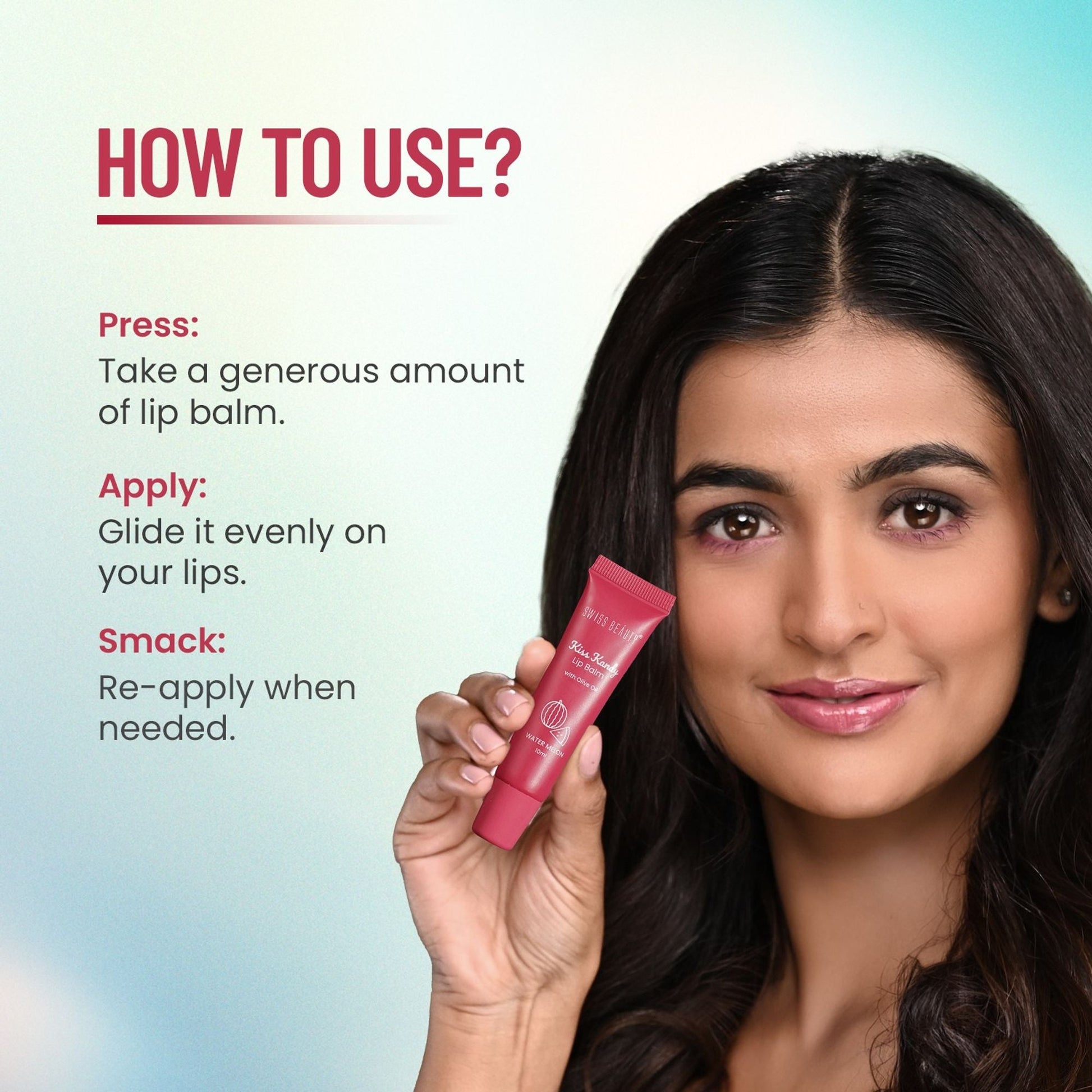 Swiss Beauty Kiss Kandy Tinted Lip Balm | Non-Sticky with Olive Oil & Vitamin E - 7 Strawberry
