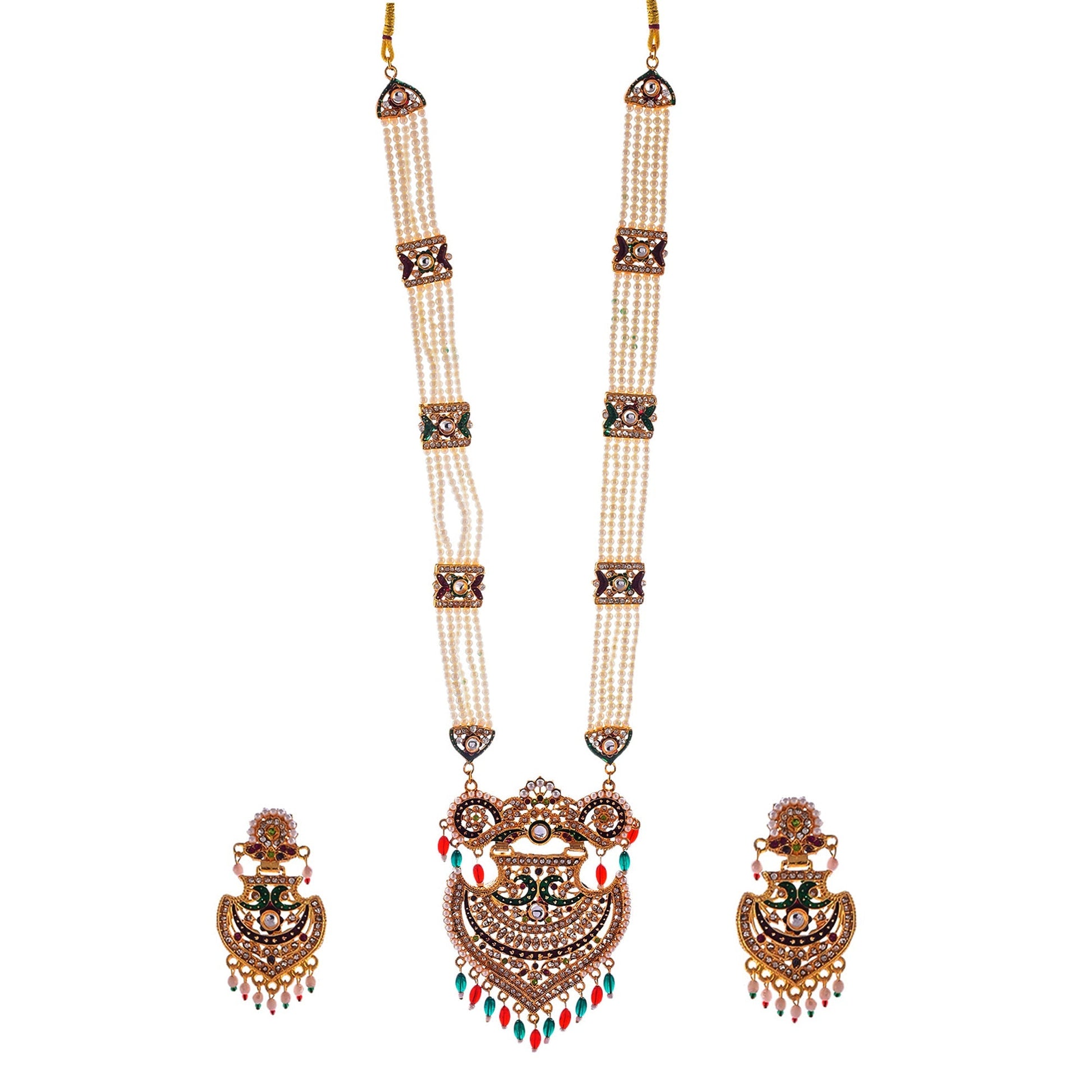 Gold-Polished Alloy Long Jadau Work Rani Haar Necklace - The Pari | Swadesiicart
