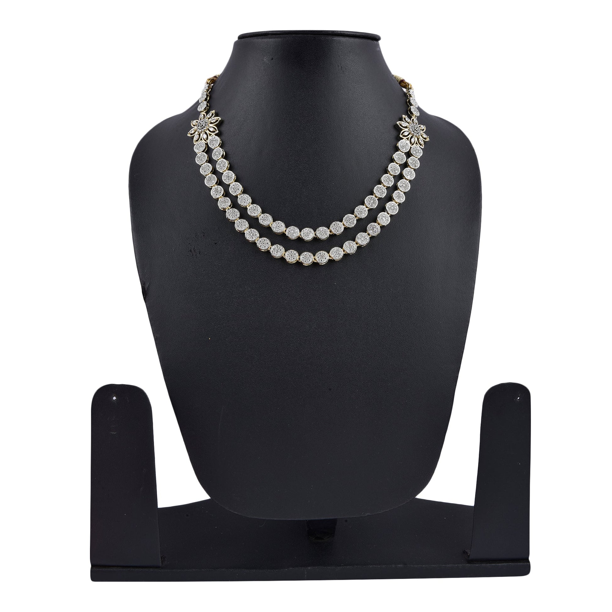 Rhodium-Plated Alloy Double Layer Ad Necklace Set - The Pari - Grab2buy