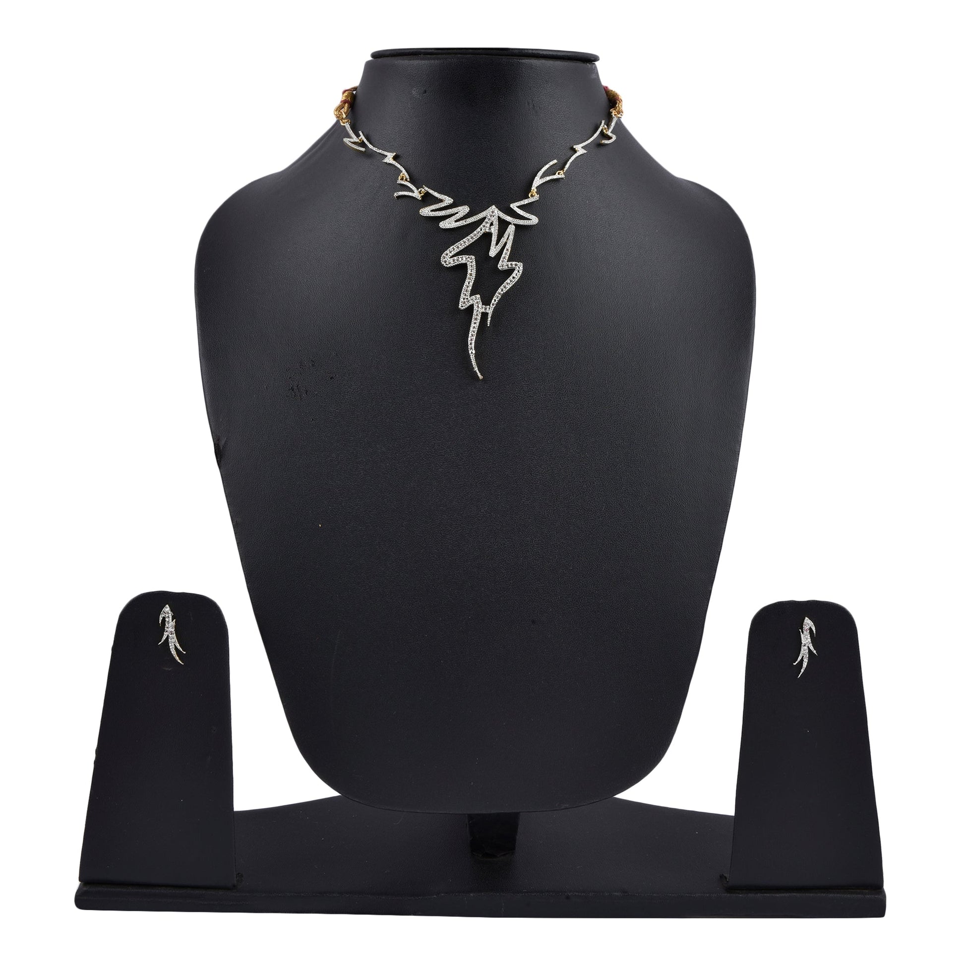Rhodium-Plated Alloy Assymetric Designer Ad Necklace Set - The Pari - Grab2buy