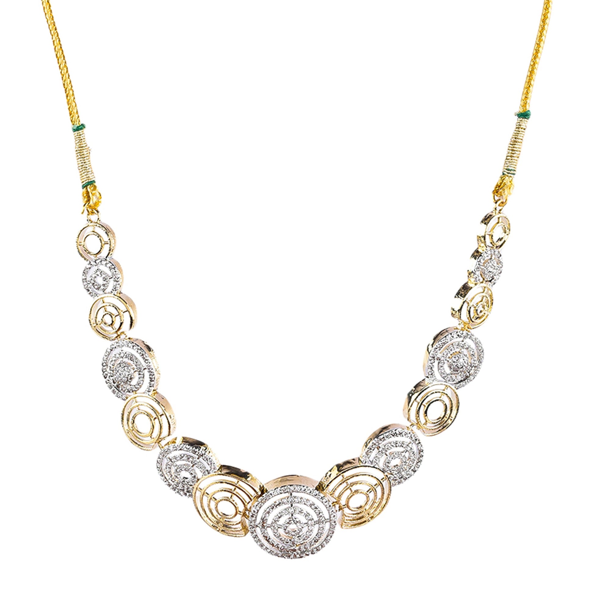 Rhodium-Plated Alloy Dual Tone Ad Neckalce With Earrings - The Pari - Grab2buy