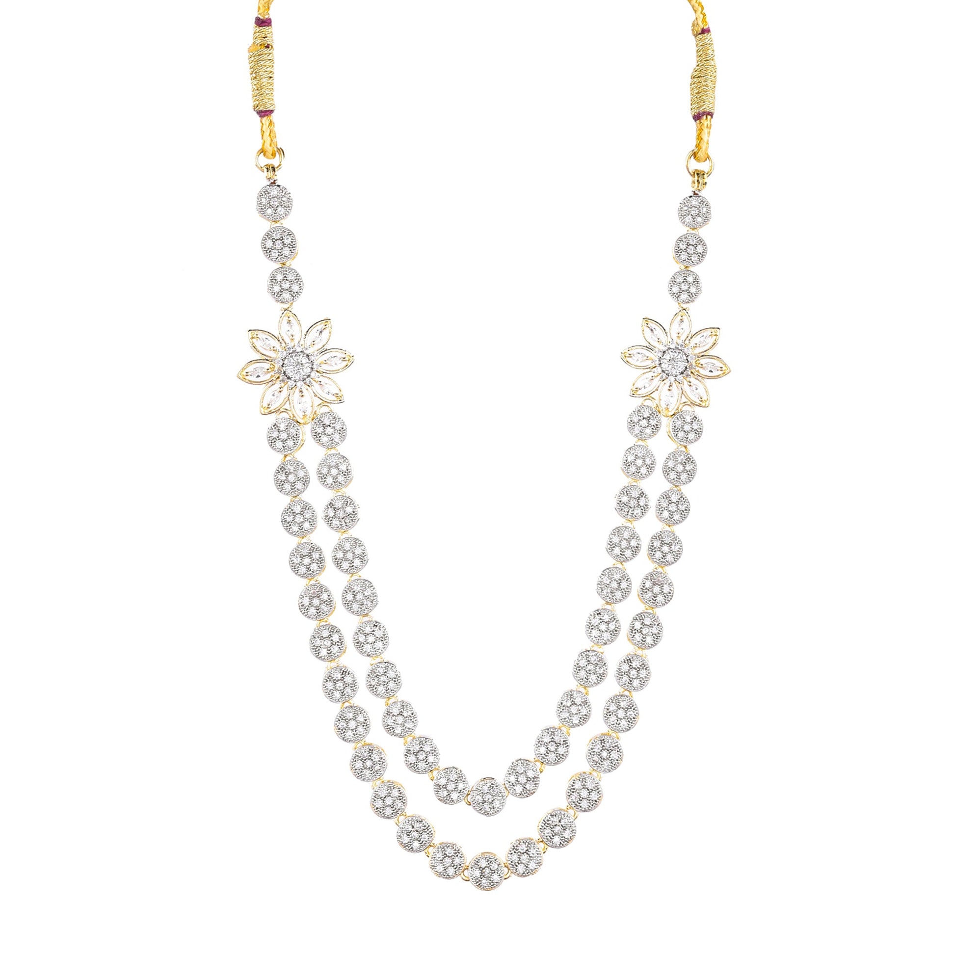 Rhodium-Plated Alloy Double Layer Ad Necklace Set - The Pari - Grab2buy