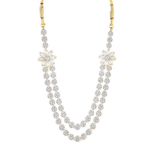 Rhodium-Plated Alloy Double Layer Ad Necklace Set - The Pari - Grab2buy