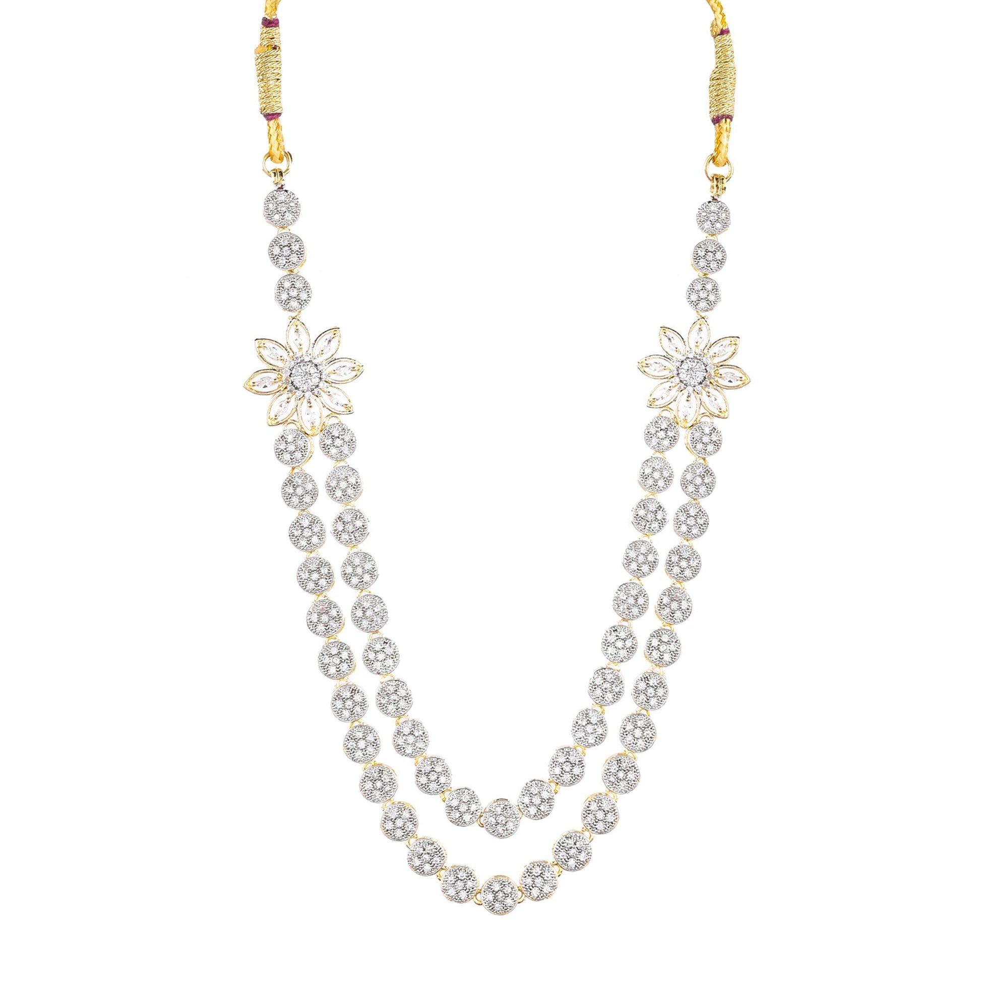Rhodium-Plated Alloy Double Layer Ad Necklace Set - The Pari - The Pari - Dinesh Associates