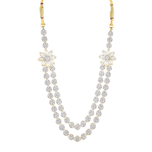 Rhodium-Plated Alloy Double Layer Ad Necklace Set - The Pari - The Pari - Dinesh Associates