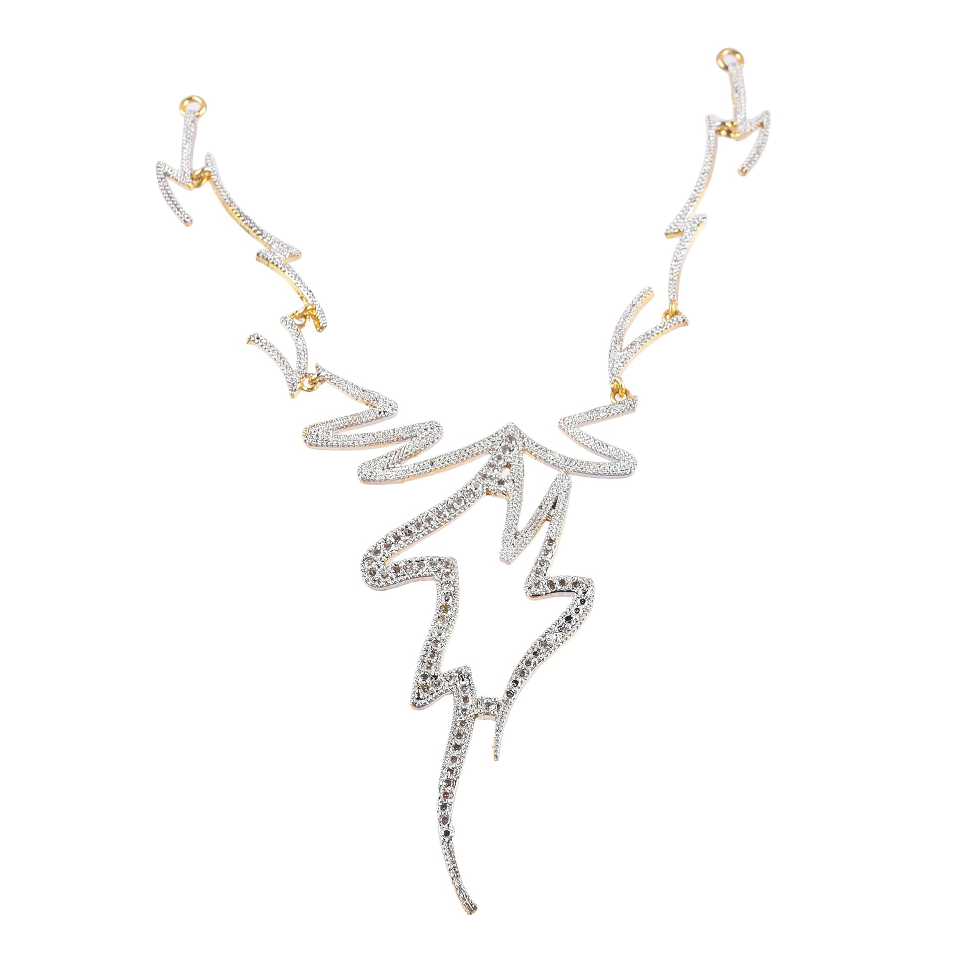 Rhodium-Plated Alloy Assymetric Designer Ad Necklace Set - The Pari - Grab2buy