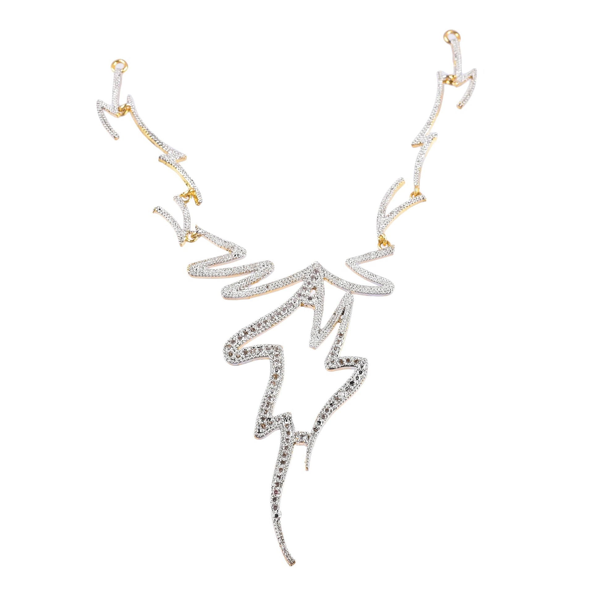 Rhodium-Plated Alloy Assymetric Designer Ad Necklace Set - The Pari - Swadesiicart