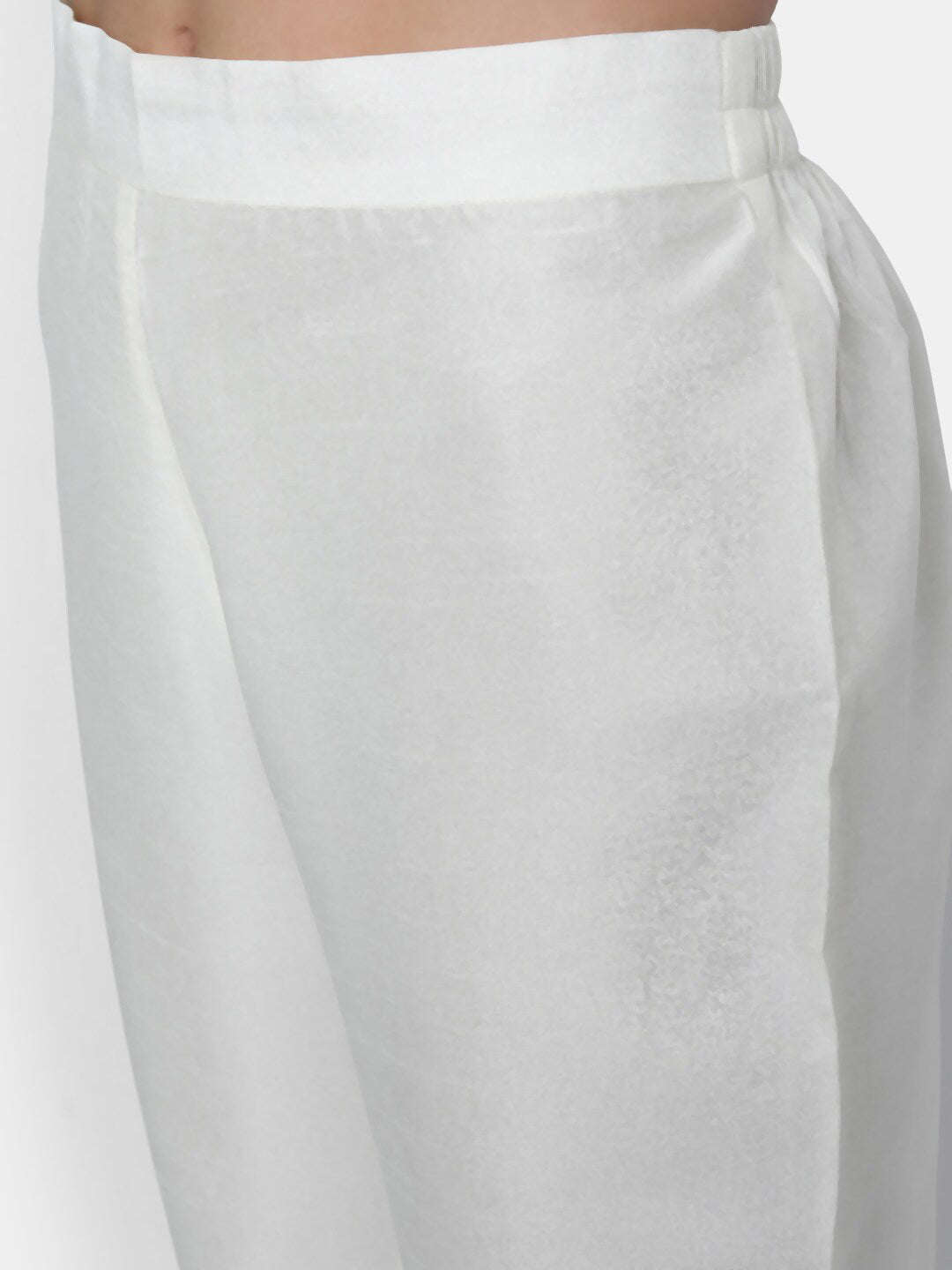 Janasya Women White Solid Kurta with Trousers & Dupatta